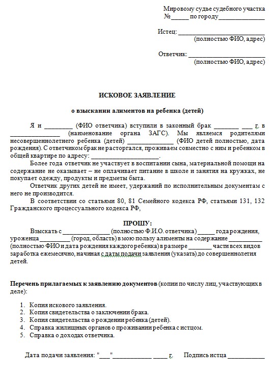 Заявление на подачу в суд образец